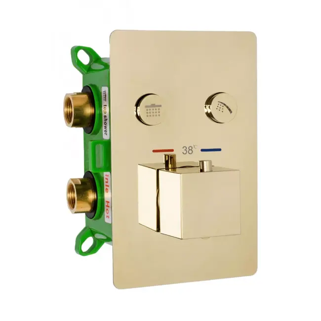 REA Thermostatische inbouw regendouche - 30 cm - glans goud - luxe spa-ervaring