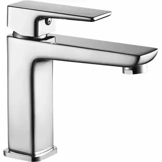 REA Laag model wastafelkraan - chroom - eengreeps - messing - 150 mm hoog