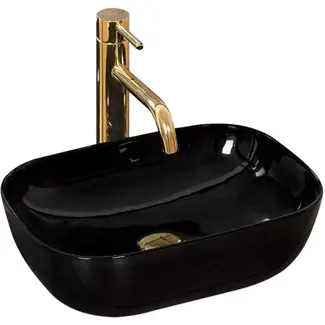 REA Mini opzetwastafel - rechthoekig - glans zwart - 37x25,5x11,5 cm