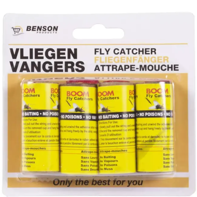 Benson Vliegenvangers - Plakstrip - 4 stuks - Eenvoudig en effectief