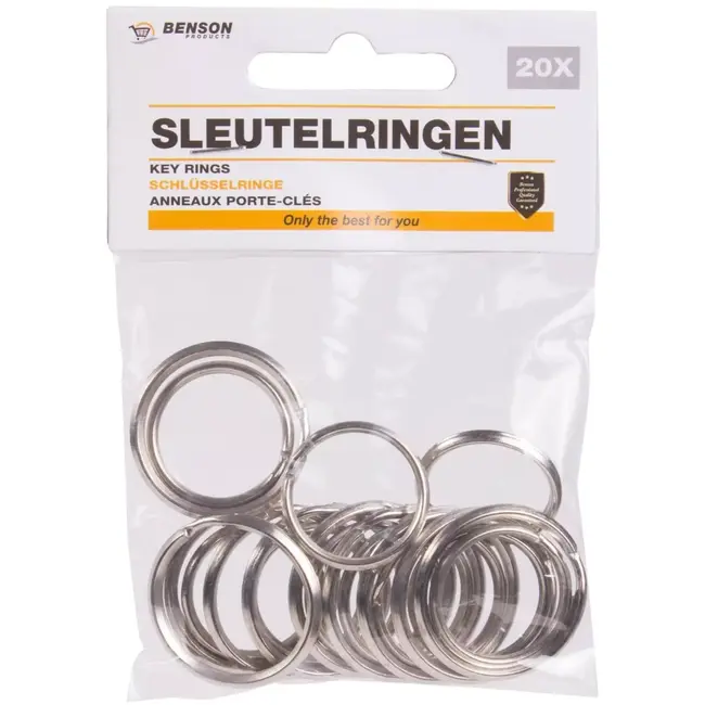 Benson Set sleutelringen - staal - 25 mm & 30 mm - 20 stuks