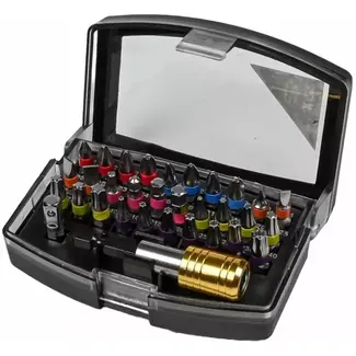 Benson Universele schroefbitset - PH, PZ, Inbus & Torx - 32-delig - Kleurcodering - Magnetische bithouder - Opbergbox met riemclip