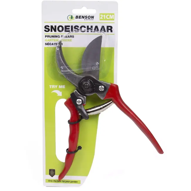 Benson Vergrendelbare snoeischaar - gekromd onderblad - 21 cm - rood