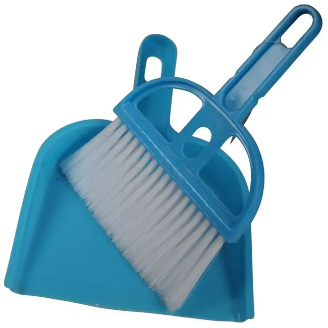 Benson Compacte stoffer en blik - kunststof - 21 cm - assorti kleuren - met ophangoog