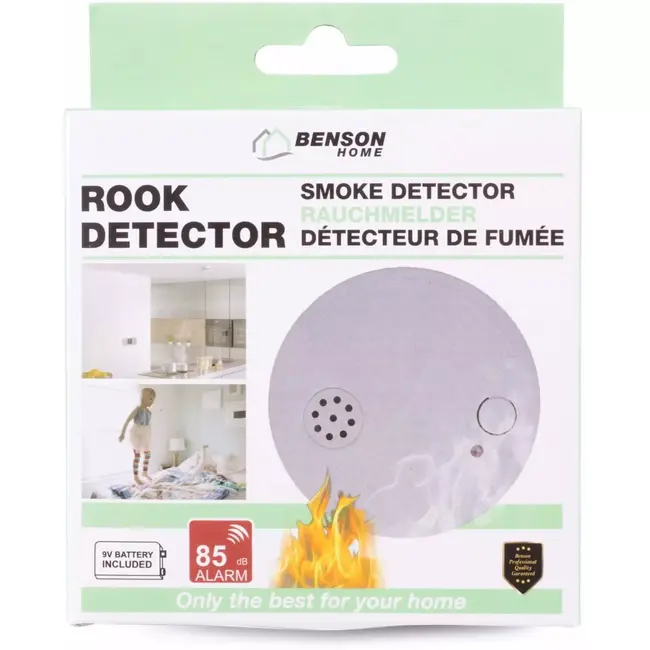 Benson Optische rookmelder - 85 dB alarm - draadloze installatie - CE keurmerk