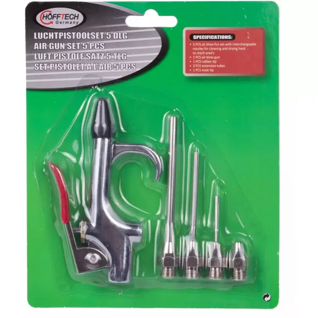 Hofftech Luchtpistool set - 5 delig - hoge druk - veelzijdige mondstukken - duurzaam ontwerp