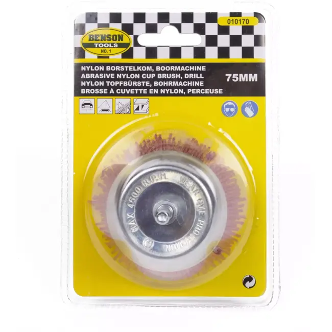 Benson Nylon komborstel - rond - 75 mm - schacht 6 mm - ideaal voor kleine vlakken en groeven