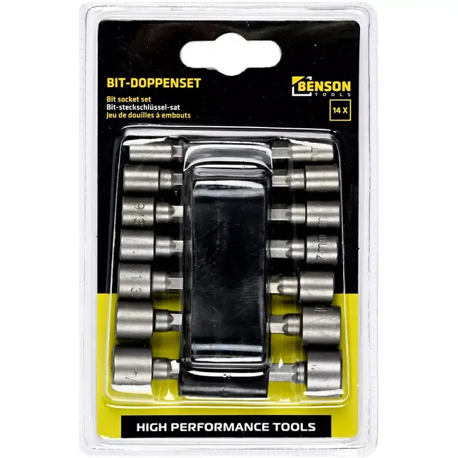 Benson Bit- en dopset - 14 delig - Diverse maten - Handig op te bergen
