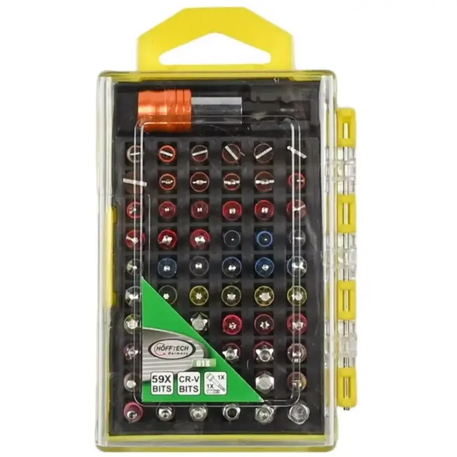 Hofftech Complete bitset - 61-delig - snelwisselhouder - kleurcodering - chroom-vanadiumstaal