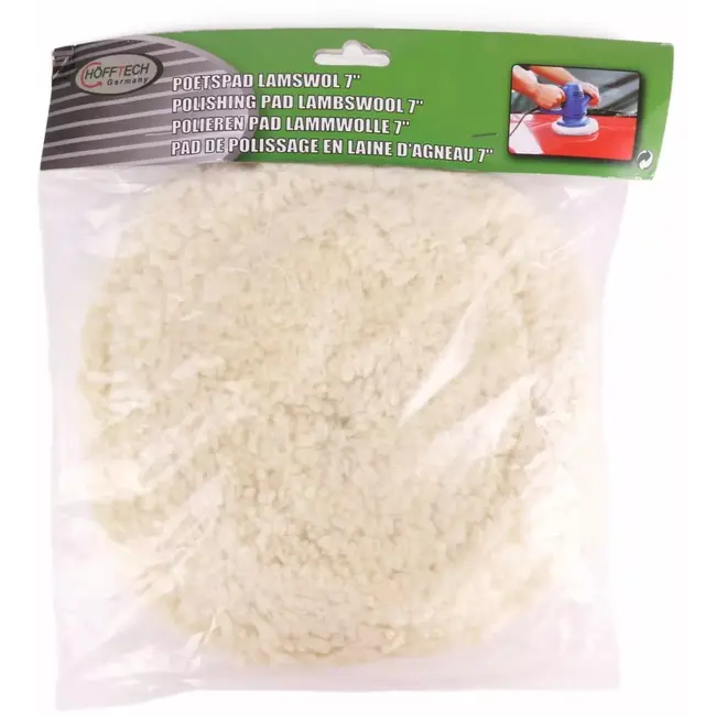 Hofftech Poetspad lamsvacht - Ø 180 mm - cupvorm - voor zwaar polijstwerk