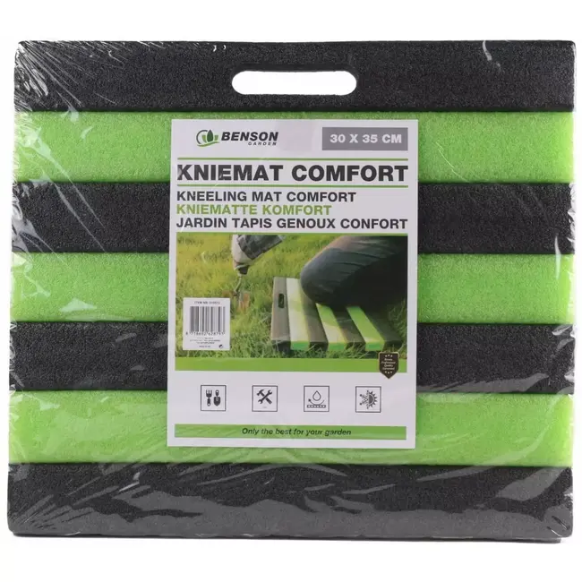 Benson Comfortabele kniemat - 30 x 35 cm - groen/zwart - ideaal voor tuinieren en klussen