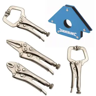 Silverline Lasmagneet met 4 griptangen - 45°, 90° en 135° hoeken - 100 mm