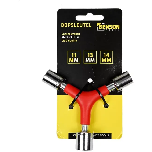 Benson Dopsleutel 3-weg - 8/9/10 mm - Comfortabel handvat - Rood