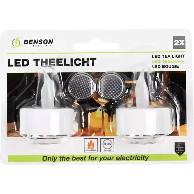 Benson LED theelichtjes - Realistisch flame effect - Set van 2 - Inclusief batterijen