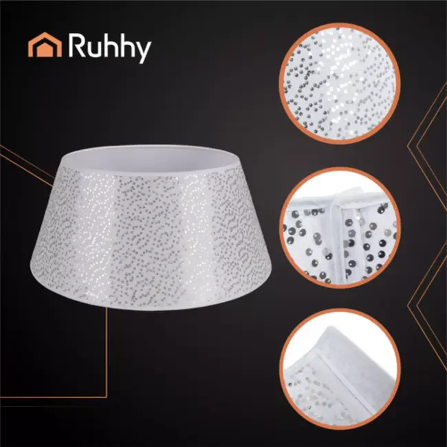 Ruhhy kerstboomhoes 60x22 cm wit met zilver – elegante afwerking voor je kerstboom