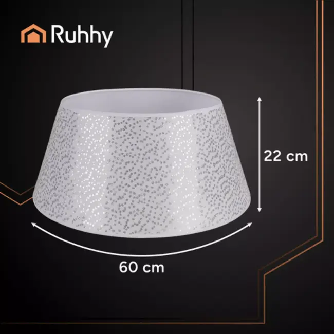 Ruhhy kerstboomhoes 60x22 cm wit met zilver – elegante afwerking voor je kerstboom