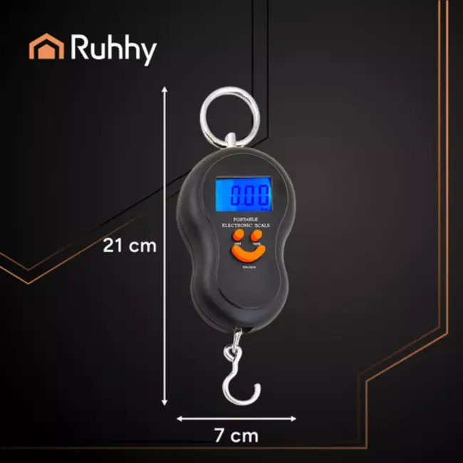 Ruhhy digitale haakweegschaal 50 kg – reisweger met LCD-scherm en tarefunctie