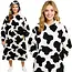 Ruhhy XXL dekenhoodie zwart-wit – zachte fleece trui met capuchon voor winterdagen