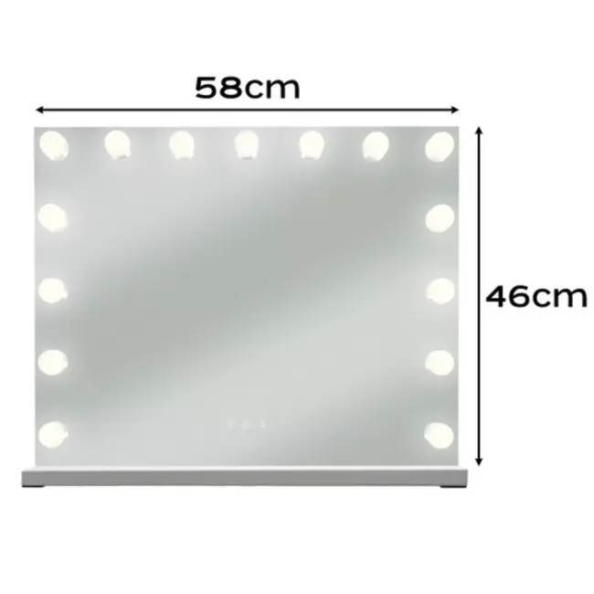 Soulima LED cosmeticaspiegel 58x46 cm met 15 lampen en instelbare lichtkleuren