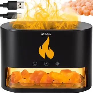 Ruhhy Aroma diffuser 250 ml met LED haardvlam-effect, timer en automatische uitschakeling