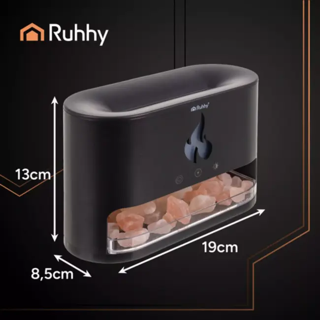 RUHHY aroma diffuser 250 ml met LED haardvlam-effect, timer en automatische uitschakeling