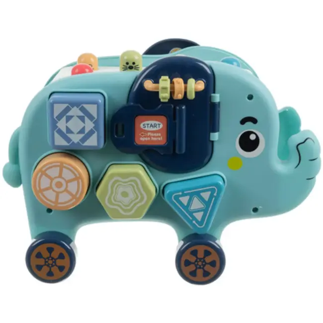 Kruzzel Educatieve interactieve olifant – Montessori speelgoed met hamer, vormen en tandwielen – vanaf 18 maanden