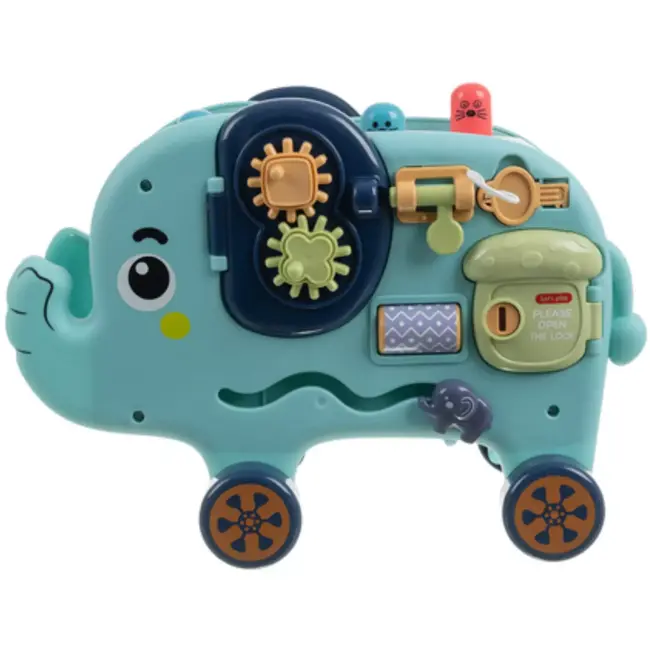 Kruzzel Educatieve interactieve olifant – Montessori speelgoed met hamer, vormen en tandwielen – vanaf 18 maanden