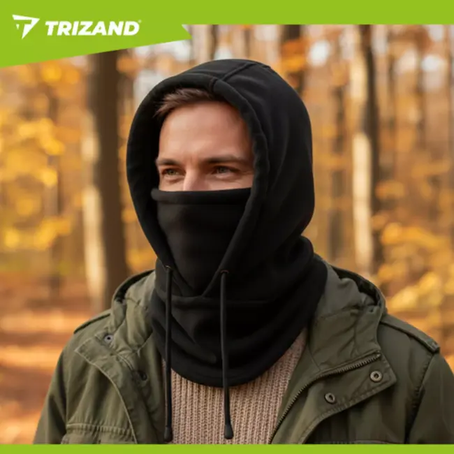 Trizand zwarte muts en sjaal set – warme uniseks winterset van zacht polyester