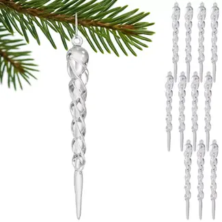 Ruhhy Luxe kunststof kerst ijspegels – set van 12 – met spiraaldesign voor feestelijke decoratie
