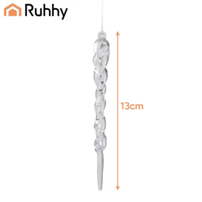 Ruhhy Luxe kunststof kerst ijspegels – set van 12 – met spiraaldesign voor feestelijke decoratie