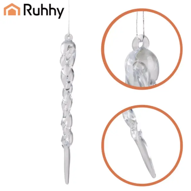 Ruhhy Luxe kunststof kerst ijspegels – set van 12 – met spiraaldesign voor feestelijke decoratie