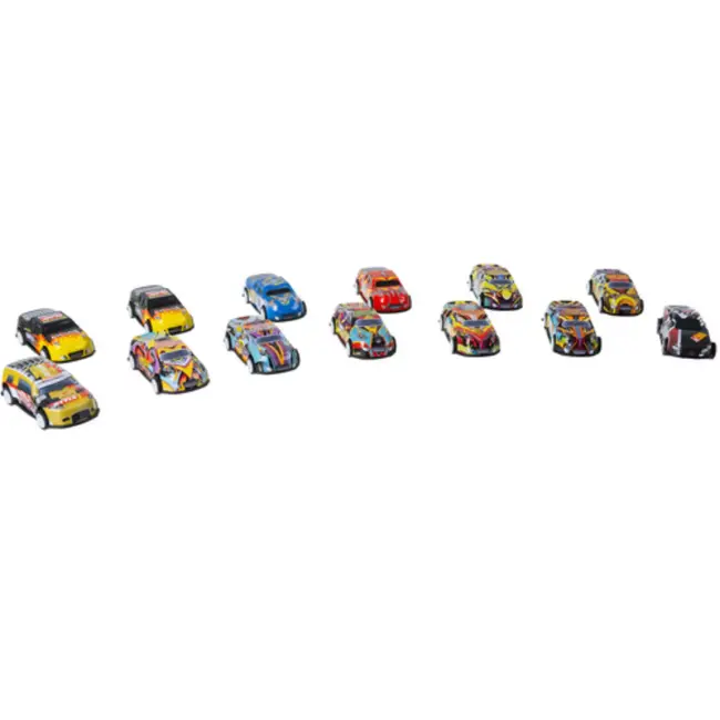 Ruhhy Kleurrijke metalen speelgoedauto’s – Set van 50 – met trekfunctie in handige opbergkoffer