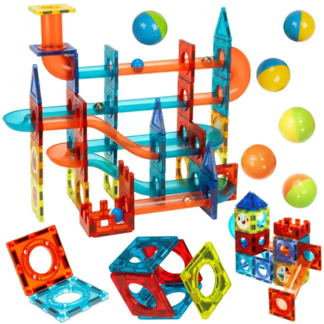 Ruhhy Educatieve magnetische bouwset met knikkerbaan voor creatief speelplezier – 96 onderdelen
