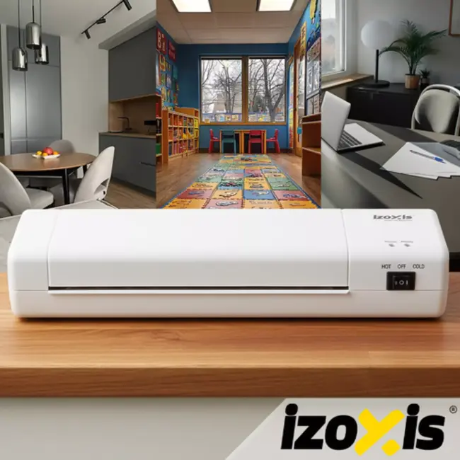 Izoxis Professionele 4-in-1 A4 laminator met warm- en koudfunctie, snijder, hoekafronder en 60 folies