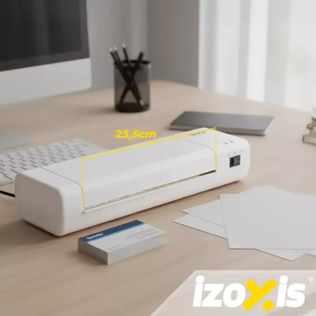 Izoxis Professionele 4-in-1 A4 laminator met warm- en koudfunctie, snijder, hoekafronder en 60 folies