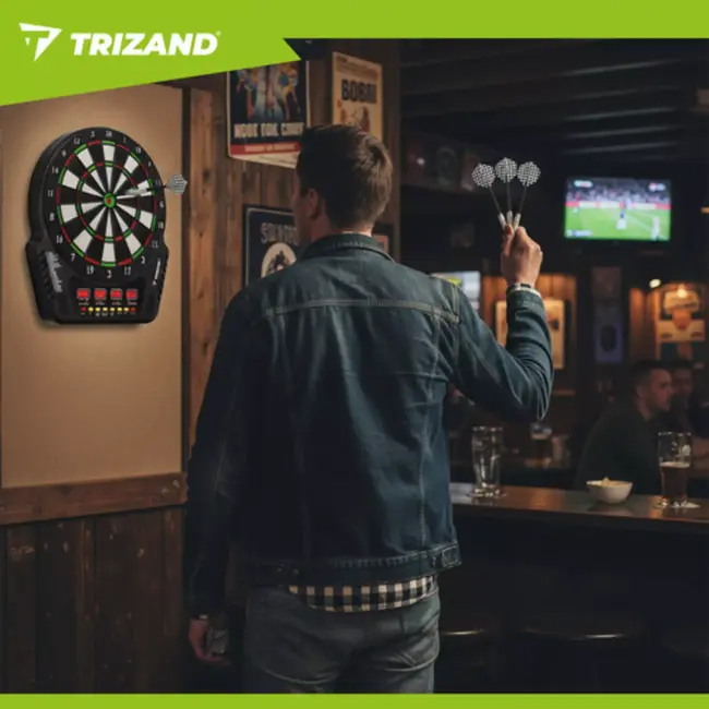 Trizand elektronisch dartbord voor 1-16 spelers met LED-schermen, 27 spellen en 6 darts