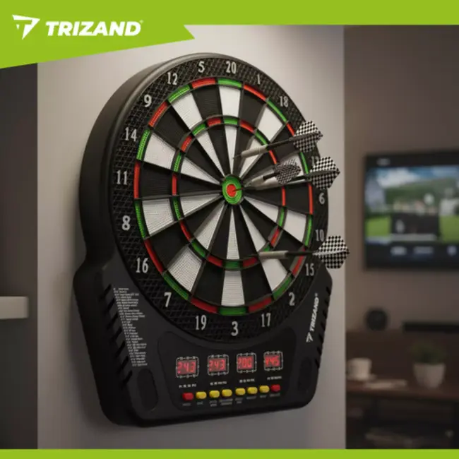 Trizand elektronisch dartbord voor 1-16 spelers met LED-schermen, 27 spellen en 6 darts