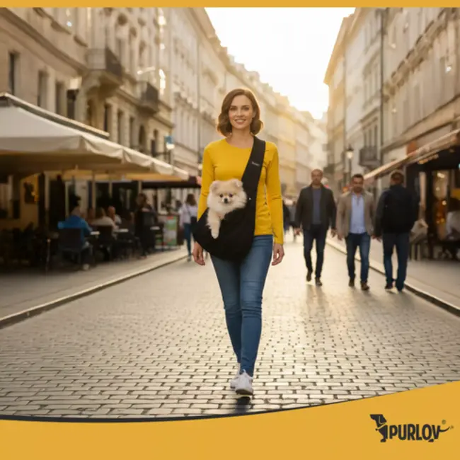 Purlov Draagtas voor huisdieren met brede schouderband en veiligheidslijn – 80x60 cm