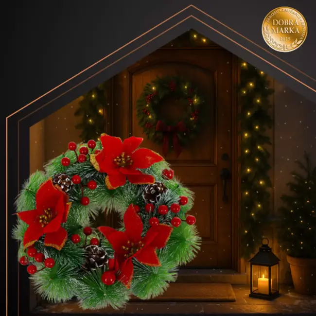 Ruhhy Kerstkrans met realistische groene decoratie voor deur, tafel of open haard – 30 cm