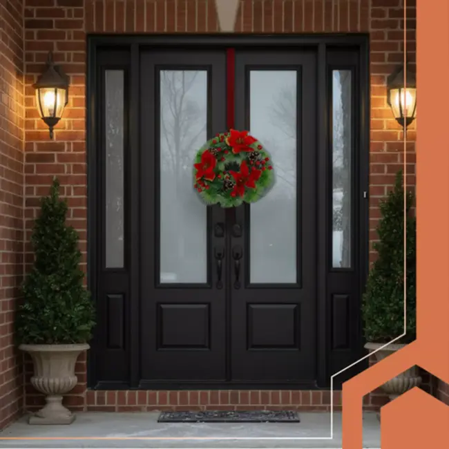 Ruhhy Kerstkrans met realistische groene decoratie voor deur, tafel of open haard – 30 cm