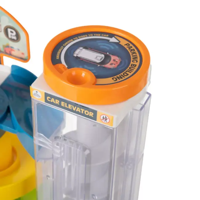 Ruhhy Interactieve speelgoedgarage met spiraallift, 5 niveaus en 6 auto’s – handmatig of elektrisch bedienbaar