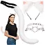 Ruhhy Complete kattenaccessoireset met witte oortjes, pluizige staart en halsband met belletjes