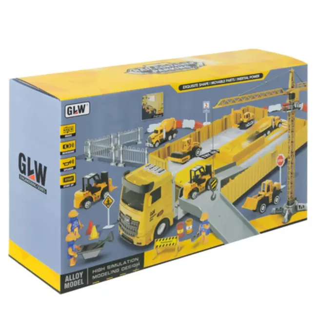 Ruhhy Bouwspeelset met vrachtwagen, hijskraan en accessoires – complete constructieset voor kinderen vanaf 3 jaar