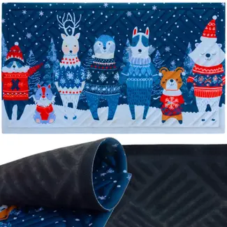 Ruhhy Kerst deurmat 75x45 cm – duurzame antislip mat met kleurrijk wintermotief voor binnen en buiten