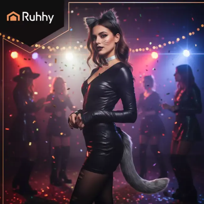 Ruhhy Grijze kattenaccessoireset met oortjes, staart en halsband met belletjes