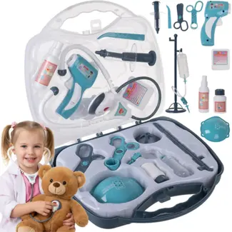 Ruhhy Kinderdoktersset 13-delig – koffer met geluid, licht en accessoires voor rollenspel en educatief plezier