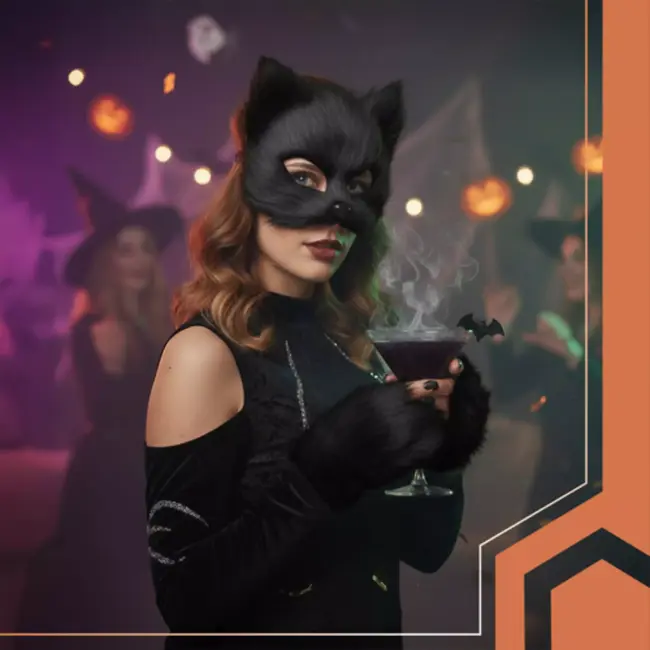 Ruhhy Zwarte verkleedset kat of vos – 4-delig met masker, staart, handschoenen en pootjes van zacht pluche