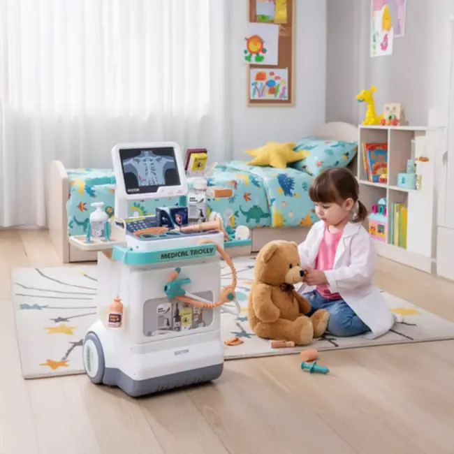 Ruhhy kinderdoktersset 26-delig – medische trolley met ECG, röntgen, licht en geluid voor rollenspel