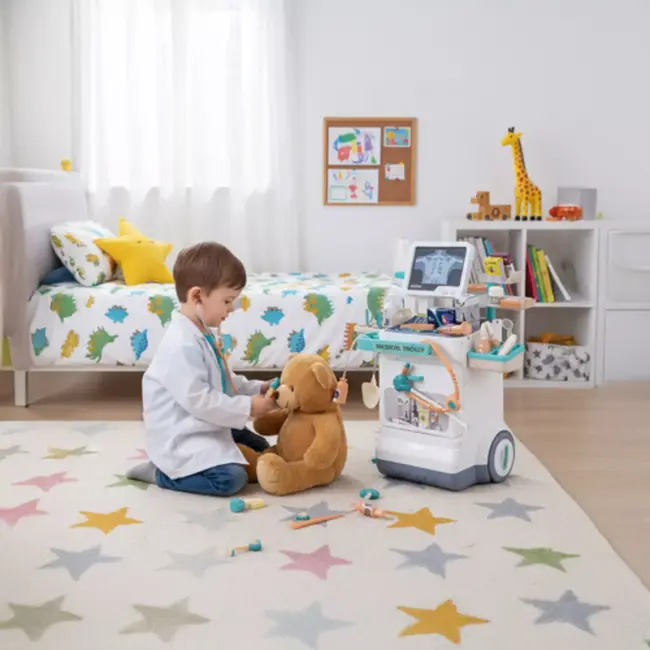 Ruhhy kinderdoktersset 26-delig – medische trolley met ECG, röntgen, licht en geluid voor rollenspel