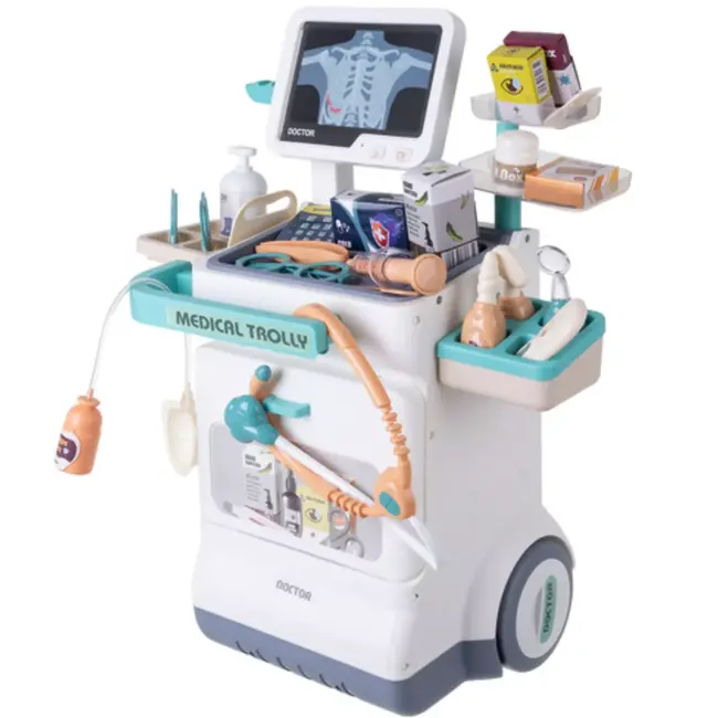 Ruhhy kinderdoktersset 26-delig – medische trolley met ECG, röntgen, licht en geluid voor rollenspel